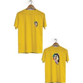 Hero Tasarım BLL879 Sarı Michael Jackson Ön Arka Baskılı Bisiklet Yaka Kısa Kollu Erkek T-shirt