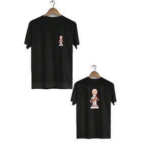 Hero Tasarım BLL891 Siyah Hippocrates Ön Arka Baskılı Bisiklet Yaka Kısa Kollu Erkek T-shirt
