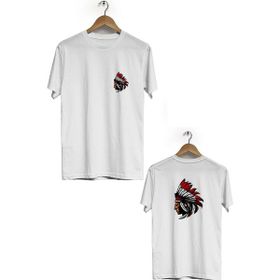 Hero Tasarım BLL901 Beyaz Kızıl Derili Ön Arka Baskılı Bisiklet Yaka Kısa Kollu Erkek T-shirt