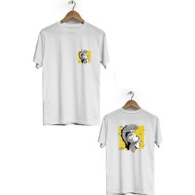 Hero Tasarım BLL902 Beyaz Yunan Bilgelik Tanrıçası Ön Arka Baskılı Bisiklet Yaka Erkek T-shirt