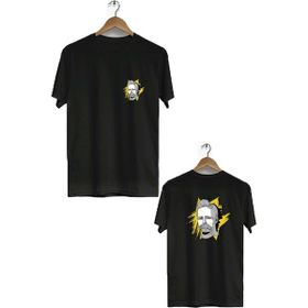 Hero Tasarım BLL905 Siyah Friedrich Ön Arka Baskılı Bisiklet Yaka Kısa Kollu Erkek T-shirt