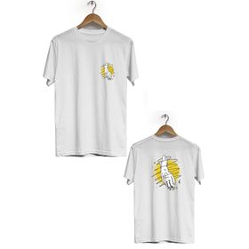 Hero Tasarım BLL919 Beyaz David El Heykeli Ön Arka Baskılı Bisiklet Yaka Erkek T-shirt
