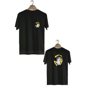 Hero Tasarım BLL923 Siyah Kristof Kolomb Ön Arka Baskılı Bisiklet Yaka Erkek T-shirt