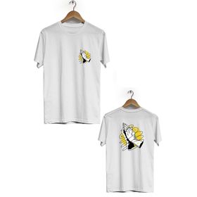 Hero Tasarım BLL935 Beyaz Dua Ön Arka Baskılı Bisiklet Yaka Erkek T-shirt
