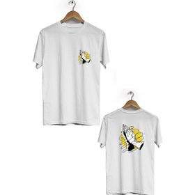Hero Tasarım BLL935 Beyaz Dua Ön Arka Baskılı Bisiklet Yaka Erkek T-shirt