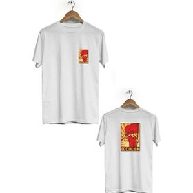 Hero Tasarım BLL948 Beyaz Socialism Ön Arka Baskılı Bisiklet Yaka Erkek T-shirt