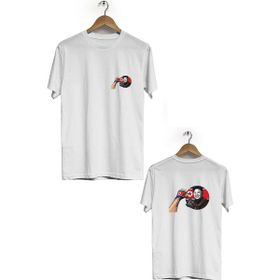 Hero Tasarım BLL986 Beyaz Kim Jong-Un Ön Arka Baskılı Bisiklet Yaka Kısa Kollu Erkek T-shirt