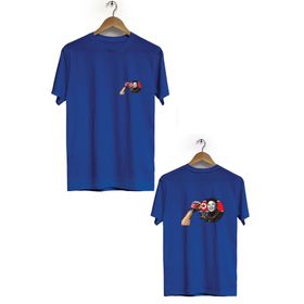 Hero Tasarım BLL986 Lacivert Kim Jong-Un Ön Arka Baskılı Bisiklet Yaka Kısa Kollu Erkek T-shirt