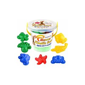 Heroes Yeşil 1 kg Kovalı Kalıplı Kinetik Kum + 6 Parça Oyun Kalıbı