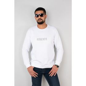 Herotasarım Beyaz Sıfır Yaka Erkek Sweatshirt