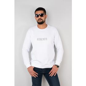 Herotasarım Beyaz Sıfır Yaka Erkek Sweatshirt