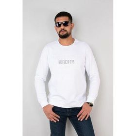 Herotasarım Beyaz Sıfır Yaka Erkek Sweatshirt
