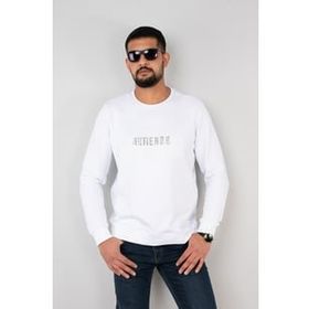 Herotasarım Beyaz Sıfır Yaka Erkek Sweatshirt
