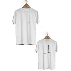 Herotasarım BLL1401 Beyaz İpin Üstünde Yürüyen Adam Ön Arka Baskılı Bisiklet Yaka Kısa Kollu T-Shirt