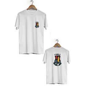 Herotasarım BLL1413 Beyaz İstanbul Ön Arka Baskılı Bisiklet Yaka Kısa Kollu Erkek T-Shirt
