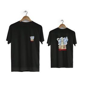 Herotasarım BLL1429 Siyah İstanbul Galata Ön Arka Baskılı Bisiklet Yaka Kısa Kollu Erkek T-Shirt