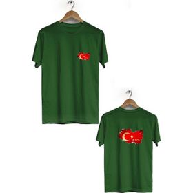 Herotasarım BLL1460 Haki Türk Ön Arka Baskılı T-shirt