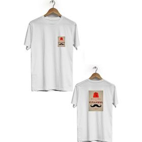 Herotasarım BLL1494 Beyaz İstanbul Ön Arka Baskılı Bisiklet Yaka Kısa Kollu Erkek T-Shirt