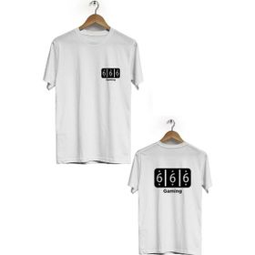 Herotasarım BLL1735 Beyaz Gaming Ön Arka Baskılı T-Shirt