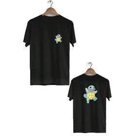 Herotasarım BLL1829 Siyah Turtle Ön Arka Baskılı Tişört
