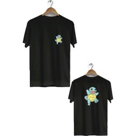 Herotasarım BLL1829 Siyah Turtle Ön Arka Baskılı Tişört