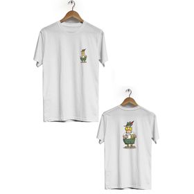 Herotasarım BLL2151 Beyaz İçici Ön Arka Baskılı Bisiklet Yaka Kısa Kollu Erkek T-Shirt