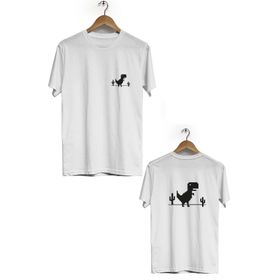 Herotasarım BLL2403 Beyaz İnternetsiz Oyun Ön Arka Baskılı Bisiklet Yaka Kısa Kollu Erkek T-Shirt