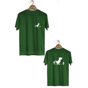 Herotasarım BLL2403 Haki İnternetsiz Oyun Ön Arka Baskılı Bisiklet Yaka Kısa Kollu Erkek T-Shirt