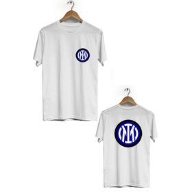 Herotasarım BLL2746 Beyaz İnter Ön Arka Baskılı Bisiklet Yaka Kısa Kollu Erkek T-Shirt