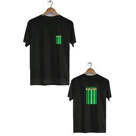 Herotasarım BLL281 Siyah Kalemler Ön Arka Baskılı Bisiklet Yaka Kısa Kollu Erkek T-Shirt