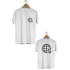 Herotasarım BLL2884 Beyaz İnternet Ön Arka Baskılı Bisiklet Yaka Kısa Kollu Erkek T-Shirt