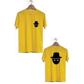 Herotasarım BLL2891 Sarı Gizli Sekme Ön Arka Baskılı Bisiklet Yaka Kısa Kollu Erkek T-Shirt
