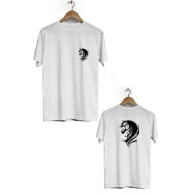 Herotasarım BLL2929 Beyaz Horse Ön Arka Baskılı Bisiklet Yaka Erkek T-shirt