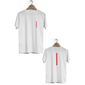 Herotasarım BLL2932 Beyaz İp Ön Arka Baskılı Bisiklet Yaka Kısa Kollu Erkek T-Shirt