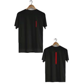 Herotasarım BLL2932 Siyah İp Ön Arka Baskılı Bisiklet Yaka Kısa Kollu Erkek T-Shirt