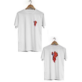 Herotasarım BLL317 Beyaz Renk Cümbüşü Ön Arka Baskılı Erkek T-shirt