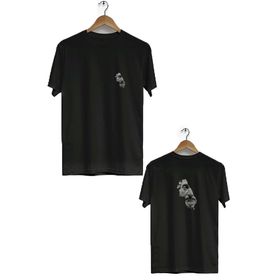 Herotasarım BLL328 Siyah Heykel Ön Arka Baskılı Bisiklet Yaka Erkek T-shirt