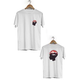 Herotasarım BLL330 Beyaz Idea Ön Arka Baskılı Bisiklet Yaka Erkek T-shirt