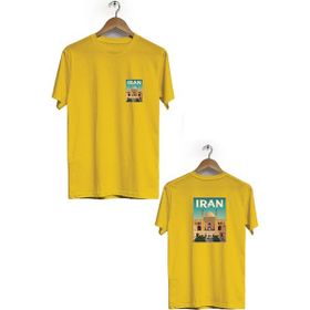 Herotasarım BLL362 Sarı İran Ön Arka Baskılı Bisiklet Yaka Kısa Kollu Erkek T-Shirt