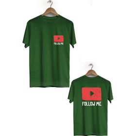 Herotasarım BLL478 Haki Follow Me Ön Arka Baskılı Bisiklet Yaka Kısa Kollu Erkek T-Shirt