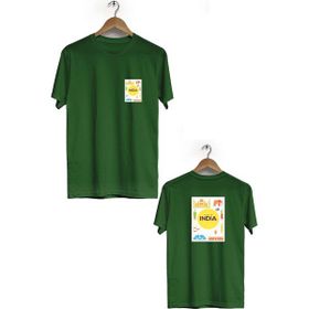 Herotasarım BLL515 Haki Hindistan Ön Arka Baskılı Bisiklet Yaka Erkek T-shirt