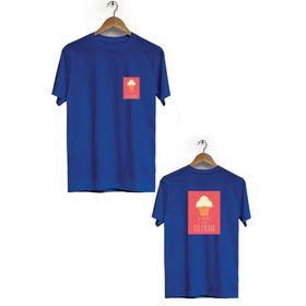 Herotasarım BLL607 Lacivert Ice Cream Ön Arka Baskılı Bisiklet Yaka Erkek T-shirt