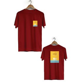 Herotasarım BLL617 Bordo Good Morning Ön Arka Baskılı Bisiklet Yaka Kısa Kollu Erkek T-Shirt