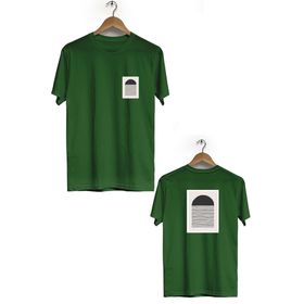 Herotasarım BLL637 Haki Marjinal Ön Arka Baskılı Bisiklet Yaka Erkek T-shirt