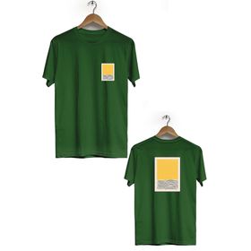Herotasarım BLL653 Haki Geometrik Ön Arka Baskılı Bisiklet Yaka Erkek T-shirt