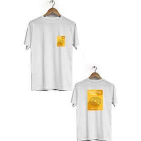 Herotasarım BLL666 Beyaz Morning Menu Ön Arka Baskılı Bisiklet Yaka Kısa Kollu Erkek T-Shirt