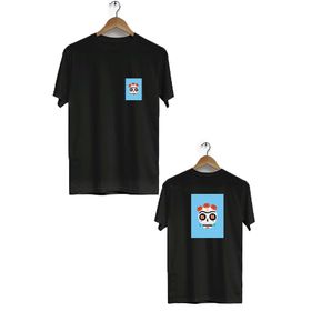 Herotasarım BLL670 Siyah Kuru Kafa Ön Arka Baskılı Bisiklet Yaka Kısa Kollu Erkek T-Shirt