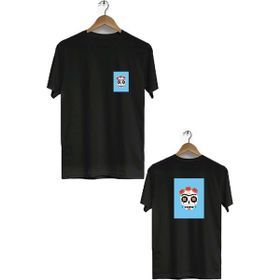 Herotasarım BLL670 Siyah Kuru Kafa Ön Arka Baskılı Bisiklet Yaka Kısa Kollu Erkek T-Shirt