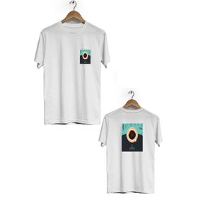 Herotasarım BLL674 Beyaz Kahve Ön Arka Baskılı Bisiklet Yaka Kısa Kollu Erkek T-Shirt