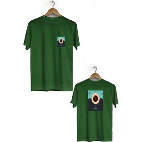 Herotasarım BLL674 Haki Kahve Ön Arka Baskılı Bisiklet Yaka Kısa Kollu Erkek T-Shirt